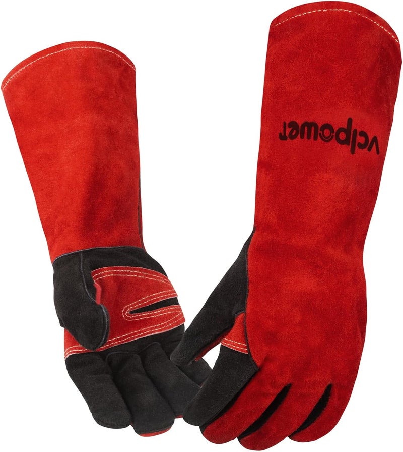 vclpower Gloves Fire Heat Resistant: 16IN 932°F Fireproof Leather for Welding Fire Pit Wood Stove Campfire Furnace BBQ Baking,Grill Oven Stick Mig Tig Gear Gift for Man XL - Image 1
